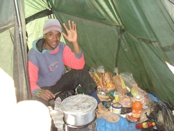 Rashid preparing breakfast